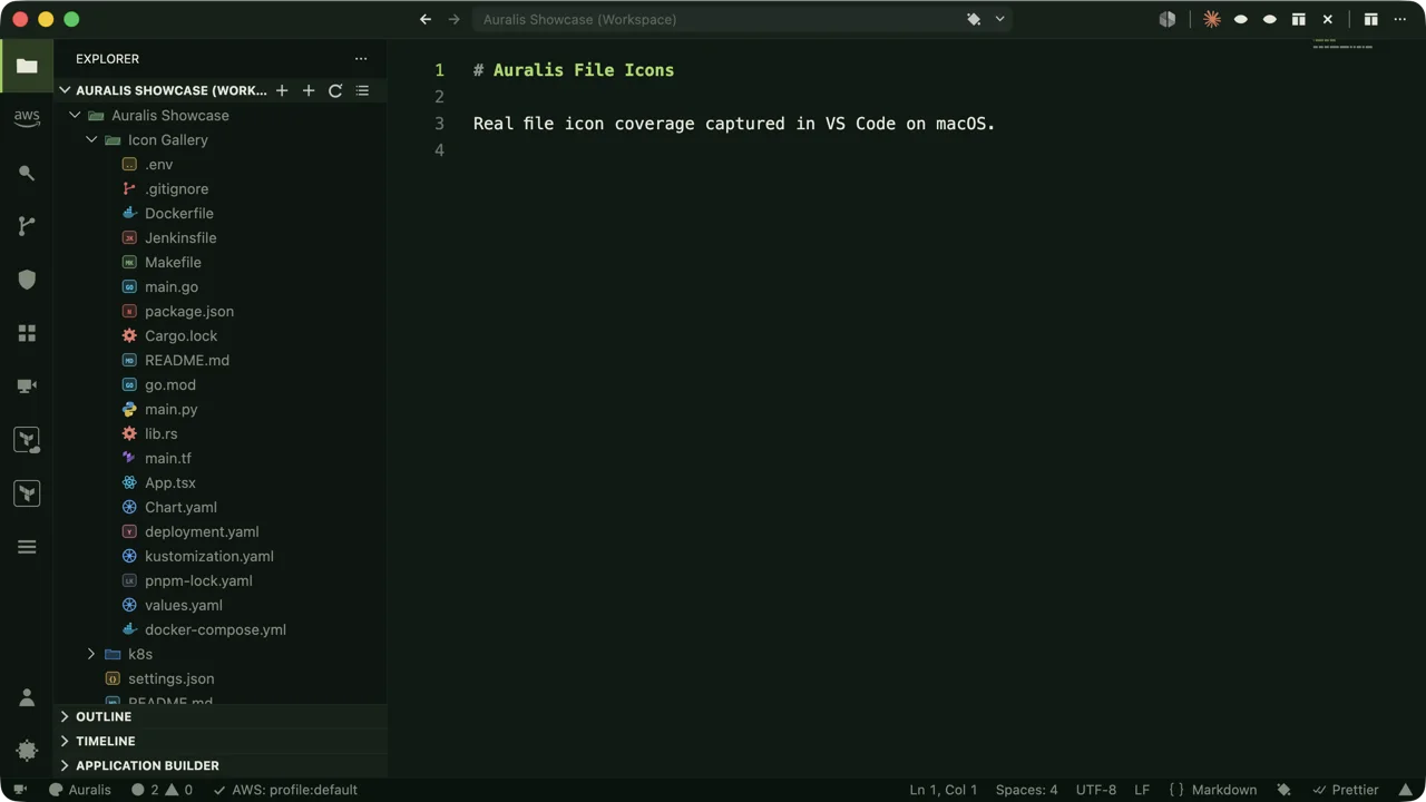 Auralis file icons in the VS Code Explorer